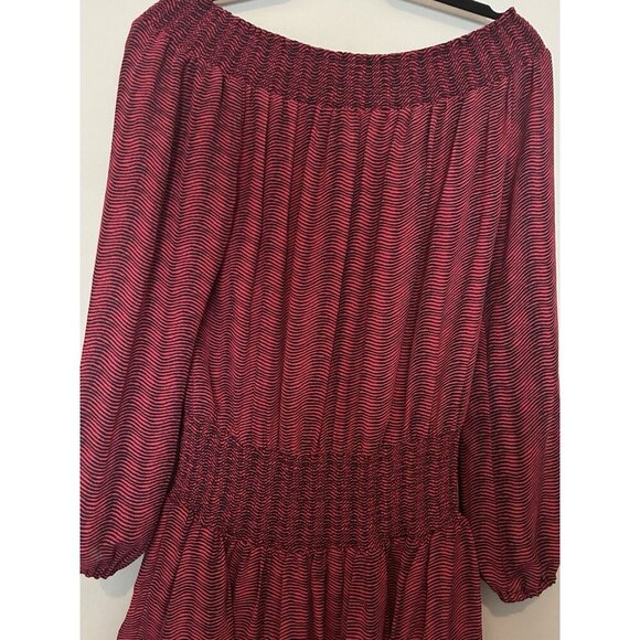 MICHAEL KORS Off-Shoulder Smocked Waist Red Ruffle Flounce Skirt Dress Size 8 - Picture 8 of 8